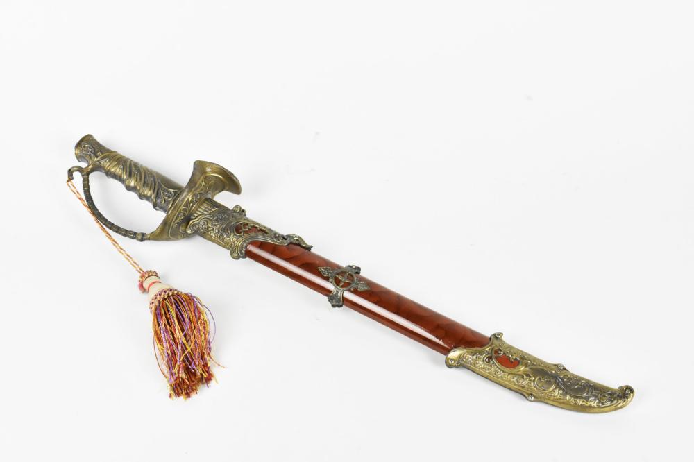 A CHINESE SWORD AND SCABBARD,