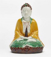 A CHINESE THREE GLAZE MODEL OF