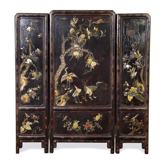 A Chinese Three-Panel Stone Shell