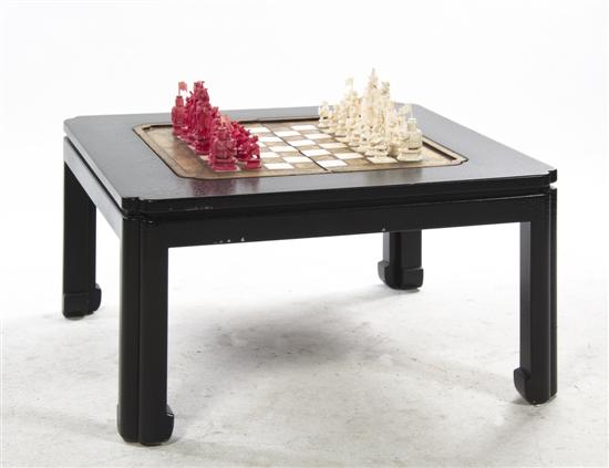 A Chinese Tinted Ivory Chess Set