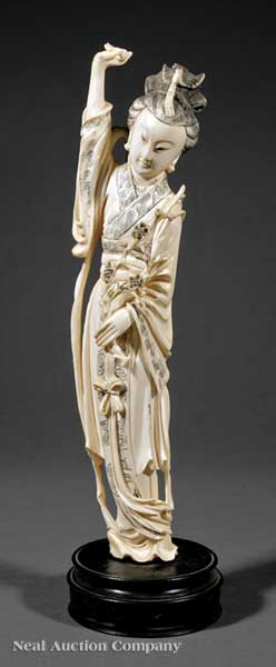 A Chinese Tinted Ivory Figure of