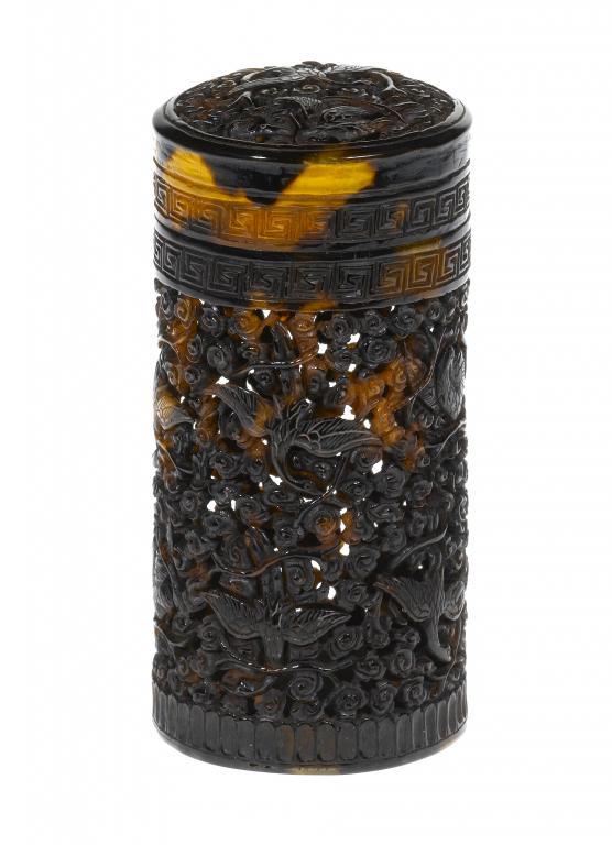 A CHINESE TORTOISESHELL CARVED