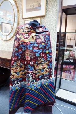 A Chinese uncut chestnut silk robe,