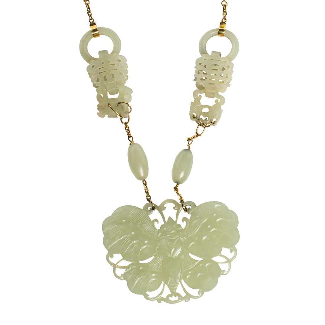 A CHINESE WHITE JADE NECKLACE A