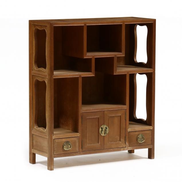 A CHINESE WOODEN DISPLAY CABINET 
