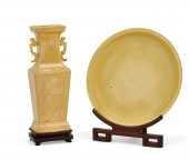 A CHINESE YELLOW GLAZED PORCEL