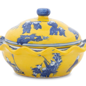 A Chinese Yellow Ground Blue and