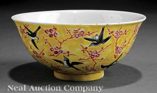 A Chinese Yellow Ground 'Magpie and