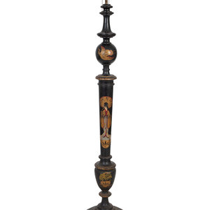 A Chinoiserie Black and Polychromed