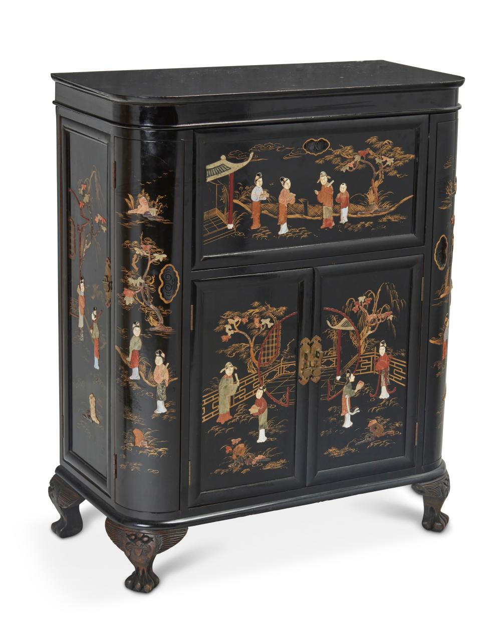 A CHINOISERIE INLAID LACQUERED WOOD