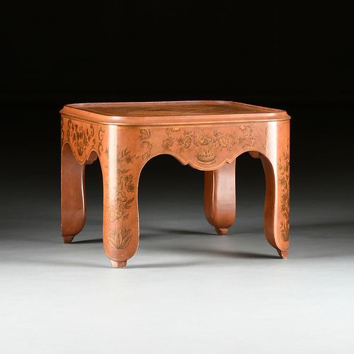 A CHINOISERIE OAK PARQUET TOPPED
