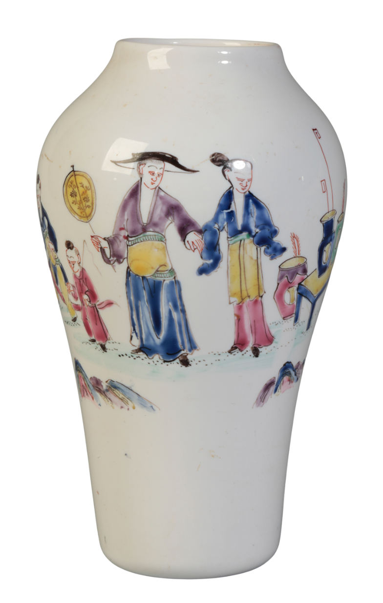 A CHINOISERIE OPAQUE GLASS INVERTED