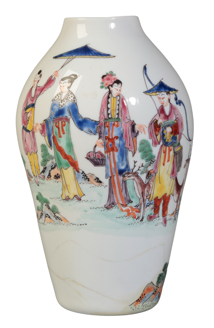 A CHINOISERIE OPAQUE GLASS INVERTED