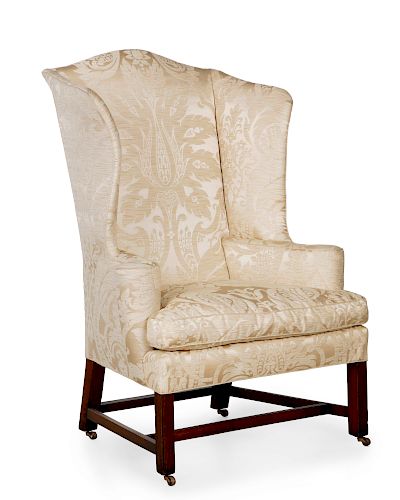 A CHIPPENDALE MAHOGANY WINGBACK