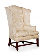 A CHIPPENDALE MAHOGANY WINGBAC