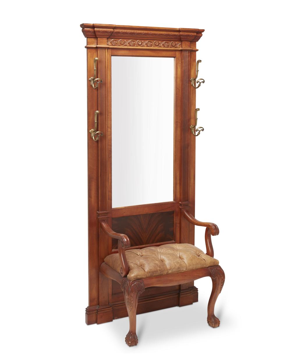 A CHIPPENDALE-STYLE MIRROR-BACKED