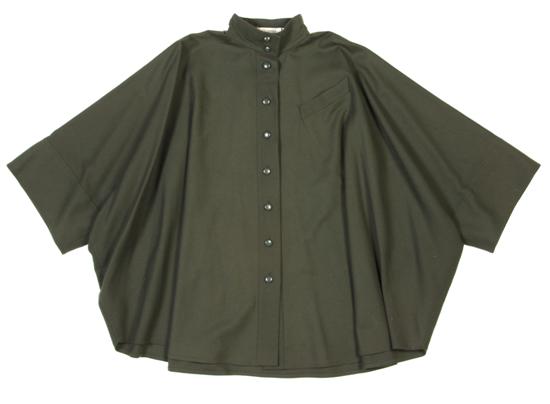 A Chloe Green Wool Cape. Labeled: