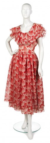 A Chloe Red and Beige Printed