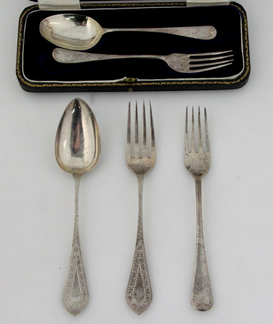 A christening spoon and fork George