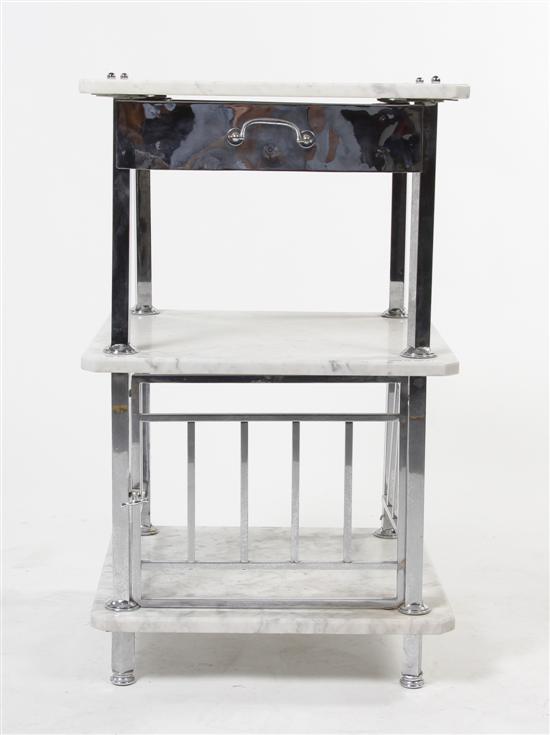 *A Chrome and Marble Three-Tier