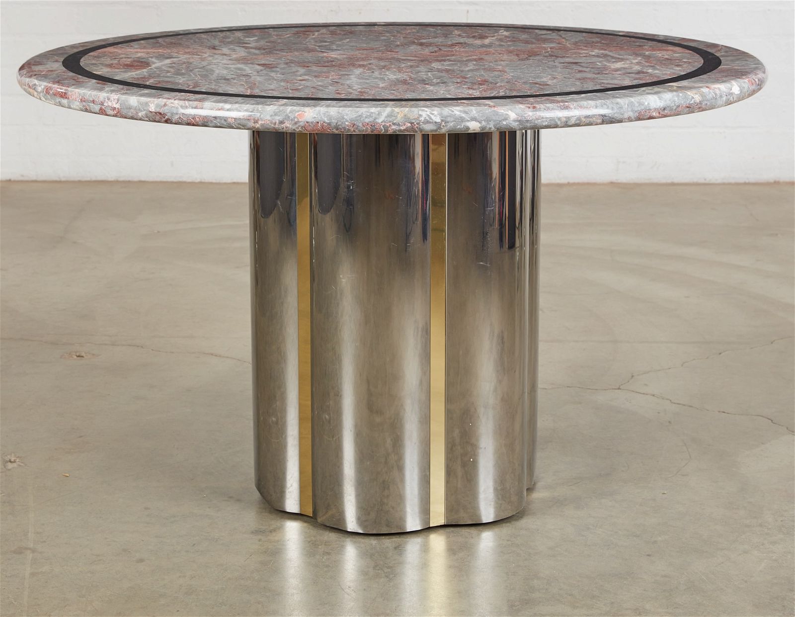 A CHROME, BRASS, AND MARBLE