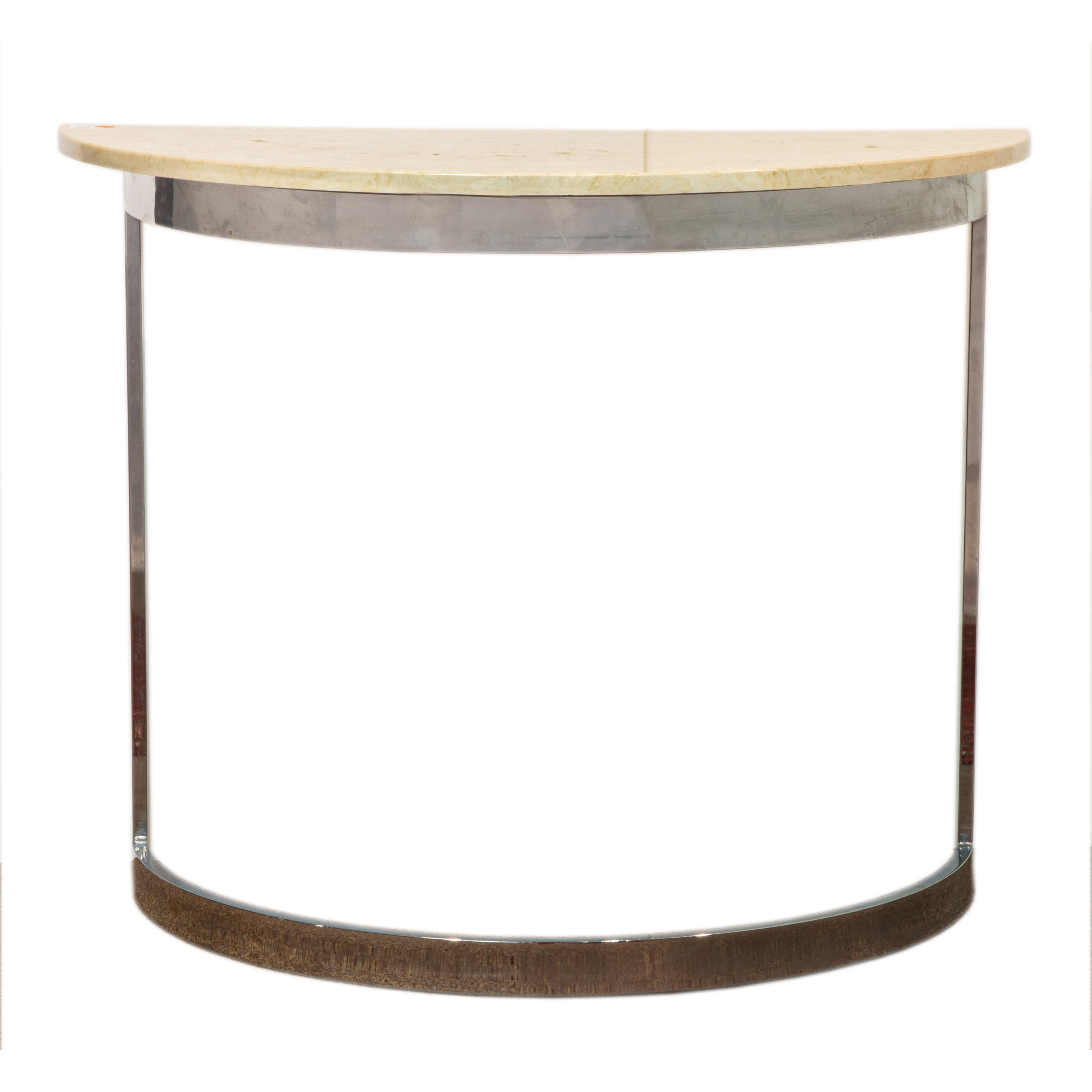 A CHROME DEMI-LUNE CONSOLE TABLE