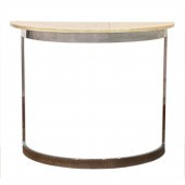 A CHROME DEMI-LUNE CONSOLE TAB
