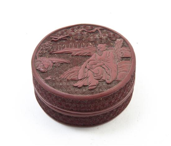 A Cinnabar Lacquered Lidded Box