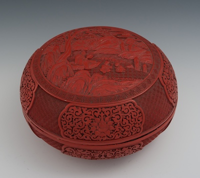 A Cinnabar Wedding Box Apprx. 9"D x