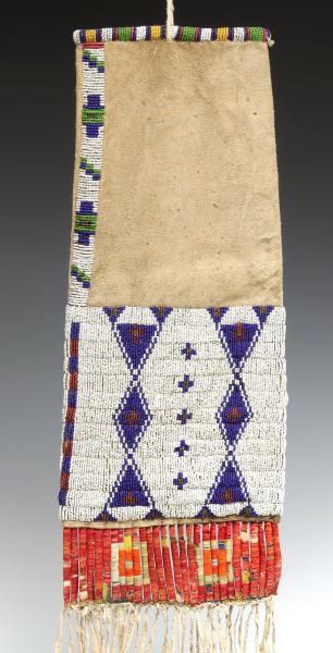 A CIRCA 1900 SIOUX BEADED TOBACCO
