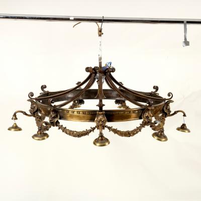 A circular electrolier, hung with