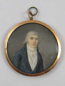 A circular miniature portrait on