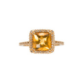 A CITRINE, DIAMOND AND 14K GOL