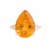A CITRINE, DIAMOND AND FOURTEE