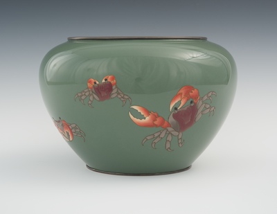 A Cloisonne and Moriage Crab Vase