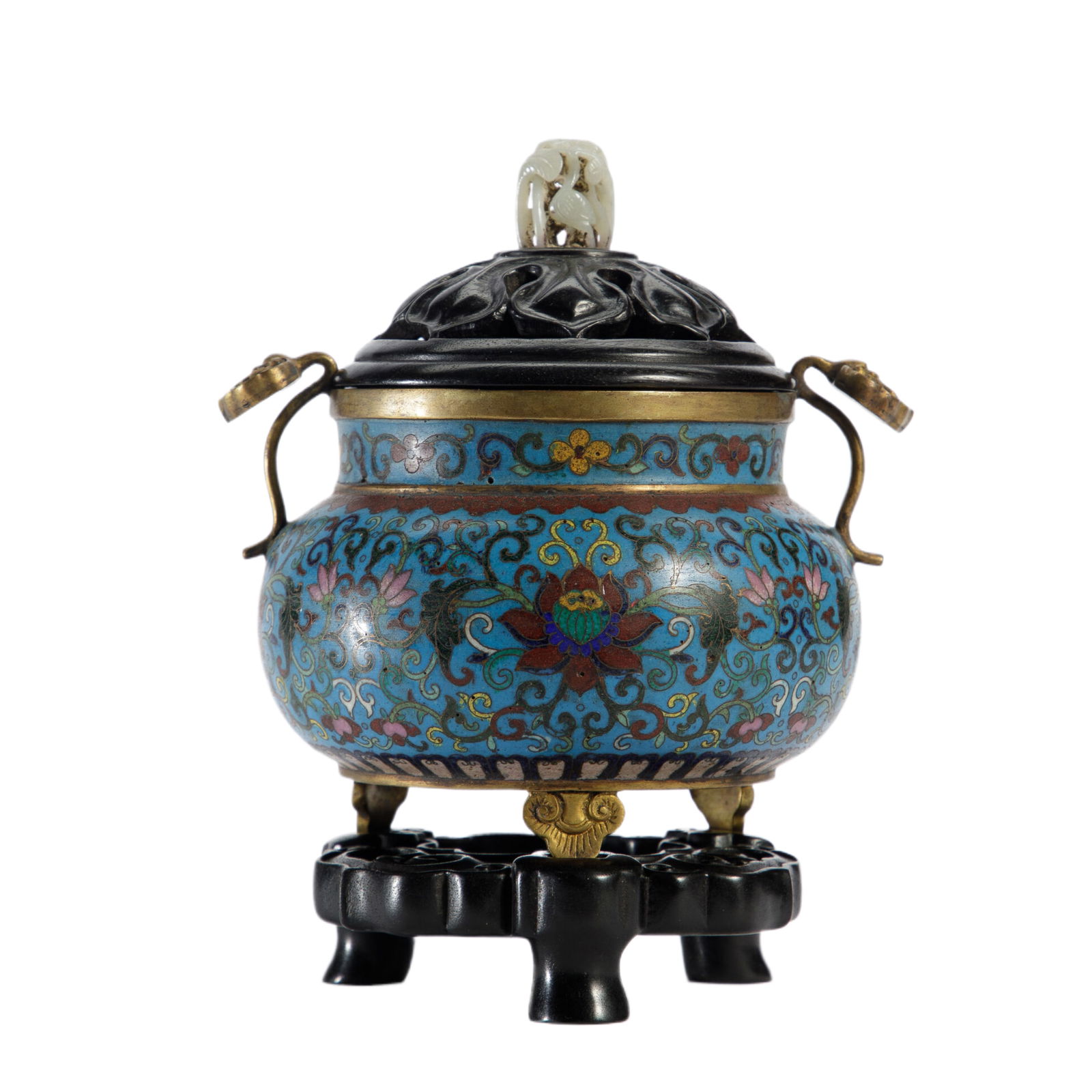 A CLOISONNE BEAST PATTERN TRIPOD