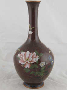 A cloisonne copper vase with
