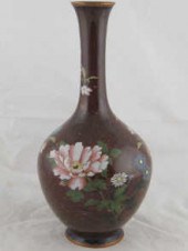 A cloisonne copper vase with s