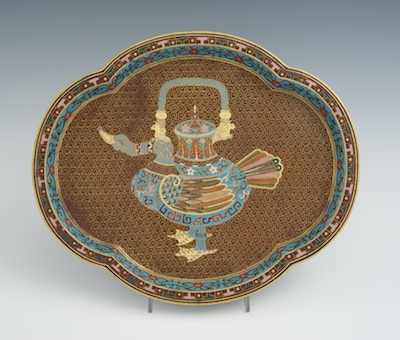 A Cloisonne Duck Tray Lobed shape