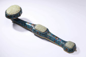 A CLOISONNé ENAMEL JADE-INLAID