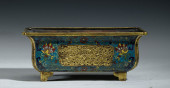 A CLOISONNE ENAMEL SQUARE BASI