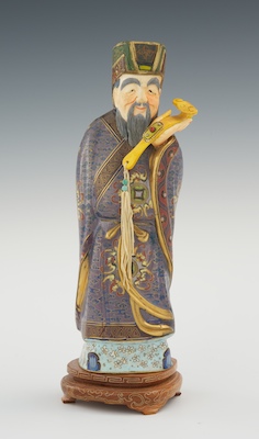 A Cloisonne Figure with Ivory
