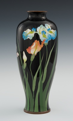 A Cloisonne & Ginbari Iris Vase