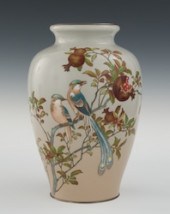 A CLOISONNE & MORIAGE VASE WIT