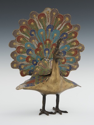 A Cloisonne Peacock Enamel on