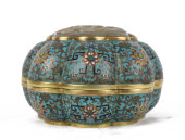 A CLOISONNE PUMPKIN - SHAPED B