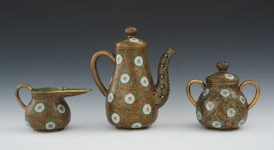 A Cloisonne Three Piece Service
