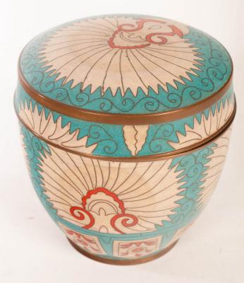 A cloisonné vase and cover, 14cm