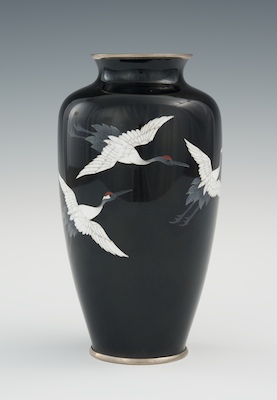A Cloisonne Vase with Flying Cranes