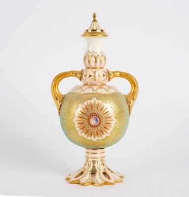 A Coalport two-handled jewelled